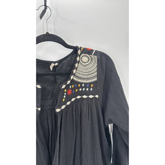 Rip Curl Fantasy Cardigan black gauze material embroidered open front size L - Picture 4 of 9